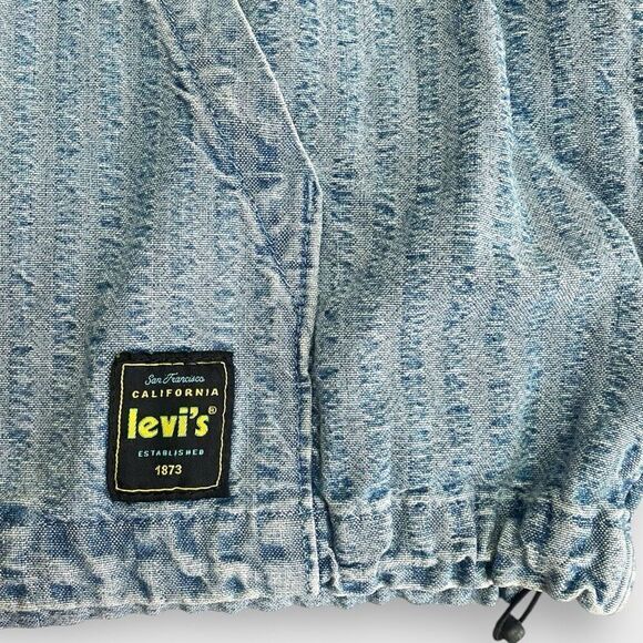 Levis Sutro "In The Sky" Seersucker Striped Denim Hooded Anorak Mens size S New - Picture 6 of 11
